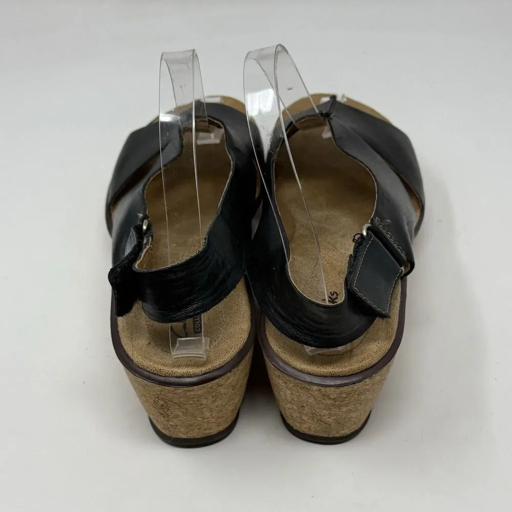 Clarks Rosemund Dune Platform Wedge Sandals Womens 8.5 Black Slingback Boho Chic